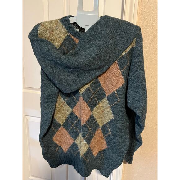 Vintage Wool McGeorge Shetland Sweater Mens Large Blue Argyle Scotland 80s 90s - Picture 5 of 9